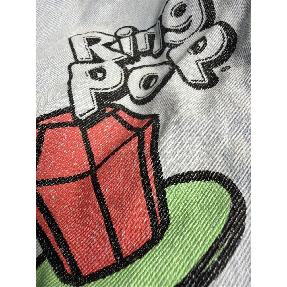 Justice Light Wash Jeans with Pink Balloon & Red Ring Pop Art Girls Sz 10